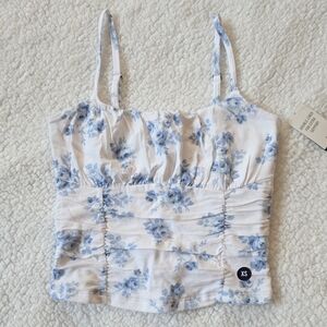 Hollister double lined blue floral crop top
